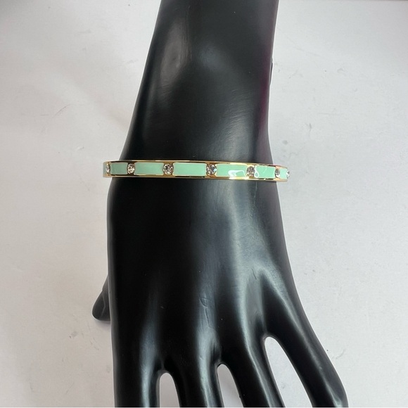 Kate Spade Gold Tone and Turquoise enamel with Crystal Accents  Bangle Bracelet - Picture 4 of 7